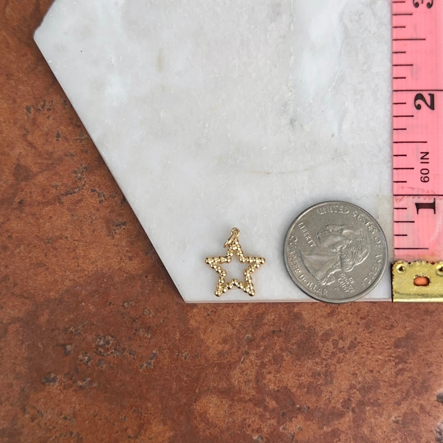 14KT Yellow Gold Beaded Star Small Pendant Charm