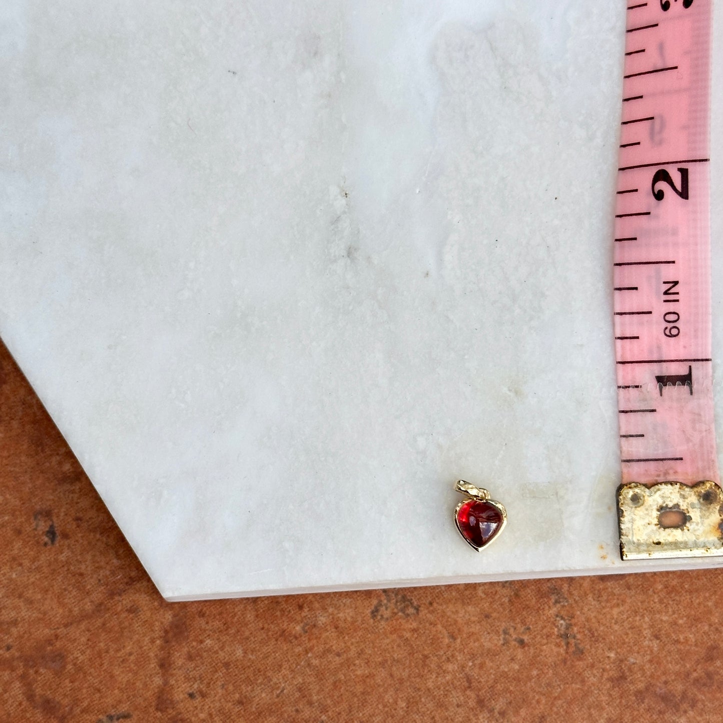 14KT Yellow Gold Cabochon Mozambique Garnet Heart Pendant Charm - LSJ