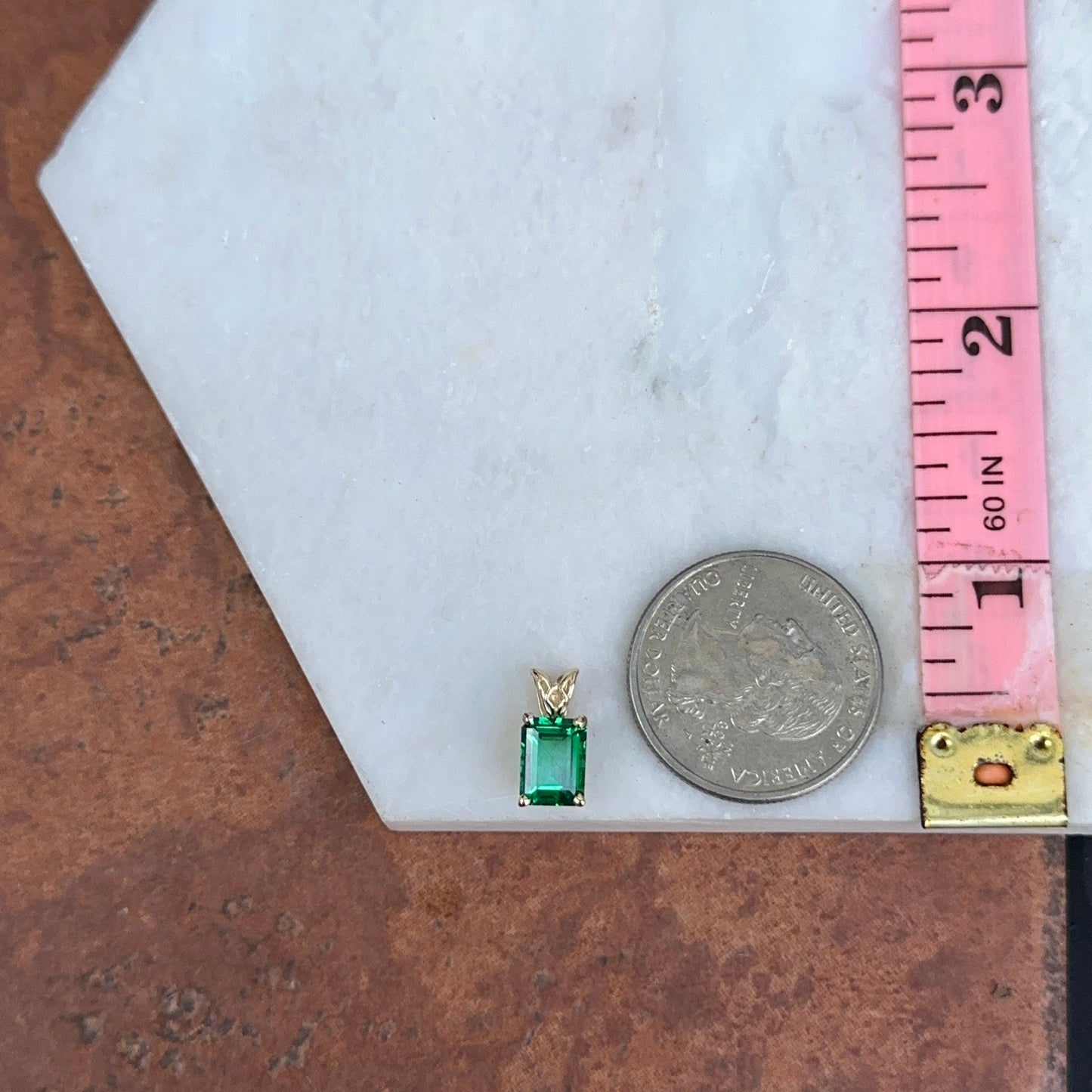 14KT Yellow Gold Emerald-Cut Lab Emerald Pendant