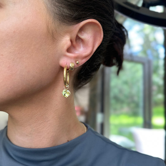 14KT Yellow Gold Round Lemon Quartz Earring Charms - LSJ