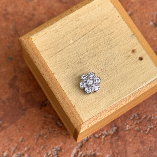 Estate 14KT White Gold Diamond Flower Pendant Slide