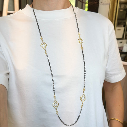 Estate 18KT Yellow Gold Armenta Black Rhodium Chain Necklace 37" - LSJ