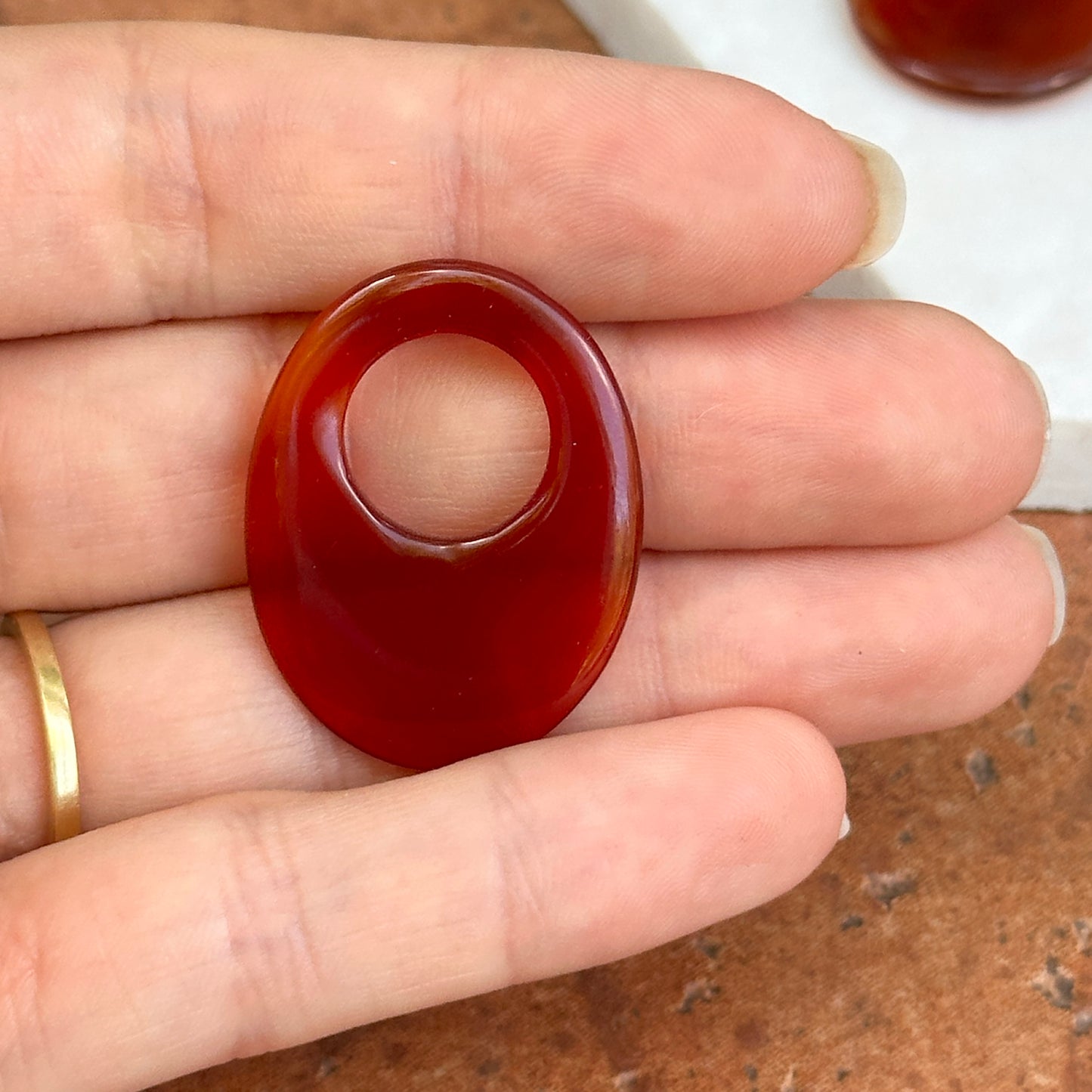 Red Carnelian Oval Polished Gemstone Disc Earring Charms