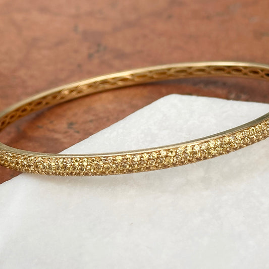 Estate 18KT Yellow Gold Pave Yellow Sapphire Bangle Bracelet