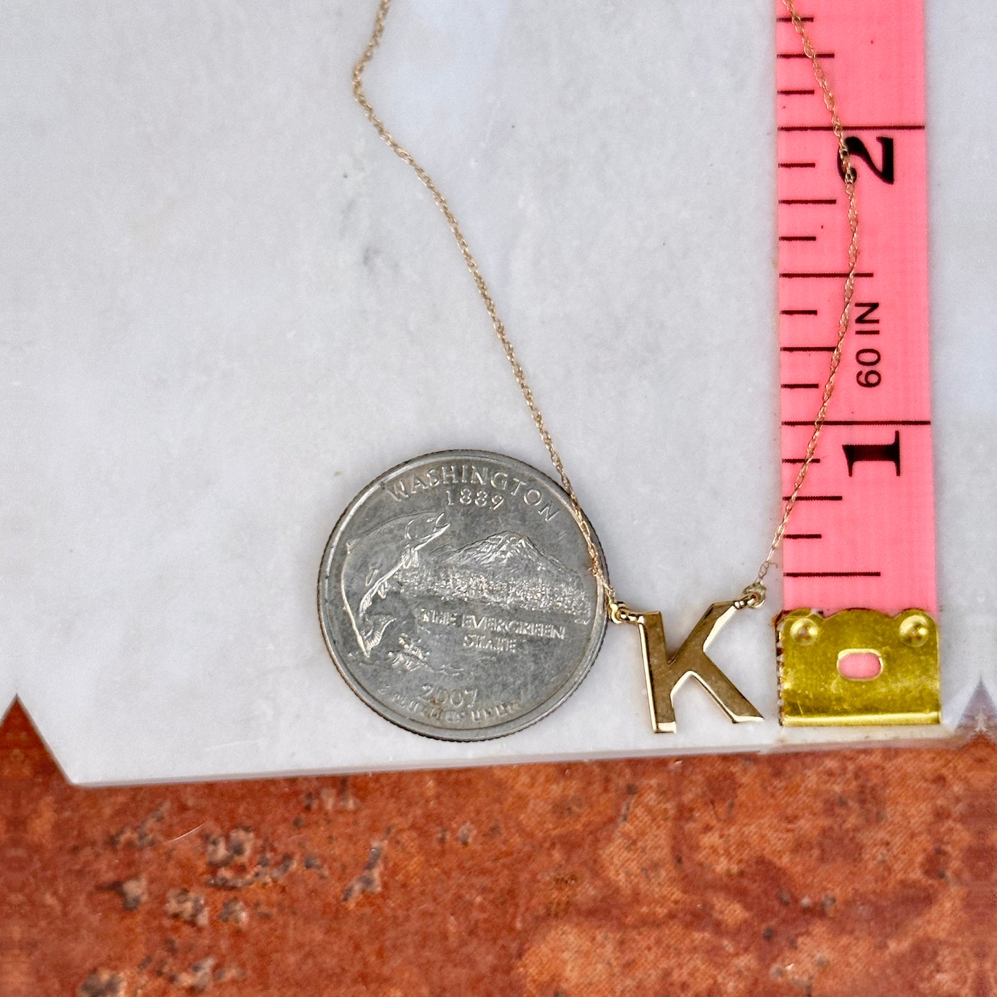 14KT Yellow Gold Initial K Station Pendant Necklace