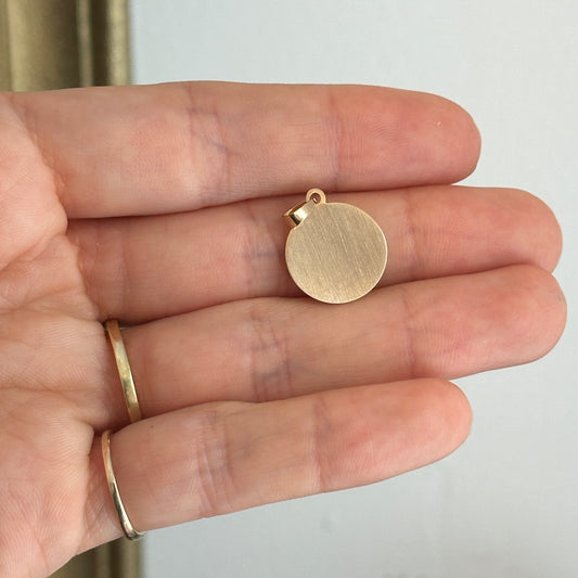 14KT Yellow Gold St Matthew Round Medal Pendant 15mm