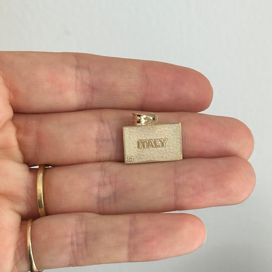 14KT Yellow Gold Enamel Italy Flag Pendant Charm
