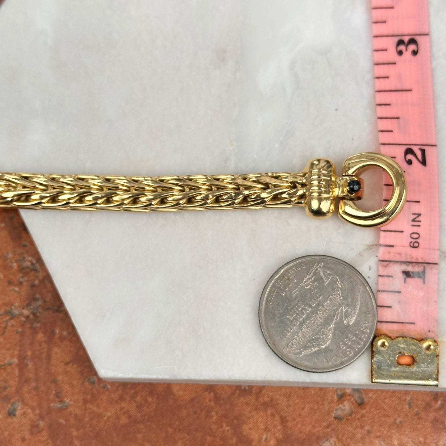 Estate 18KT Yellow Gold Wheat Chain Fold Over Clasp Bracelet