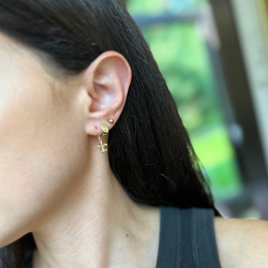 14KT Yellow Gold Fleur de Lis Charm Dangle Earrings