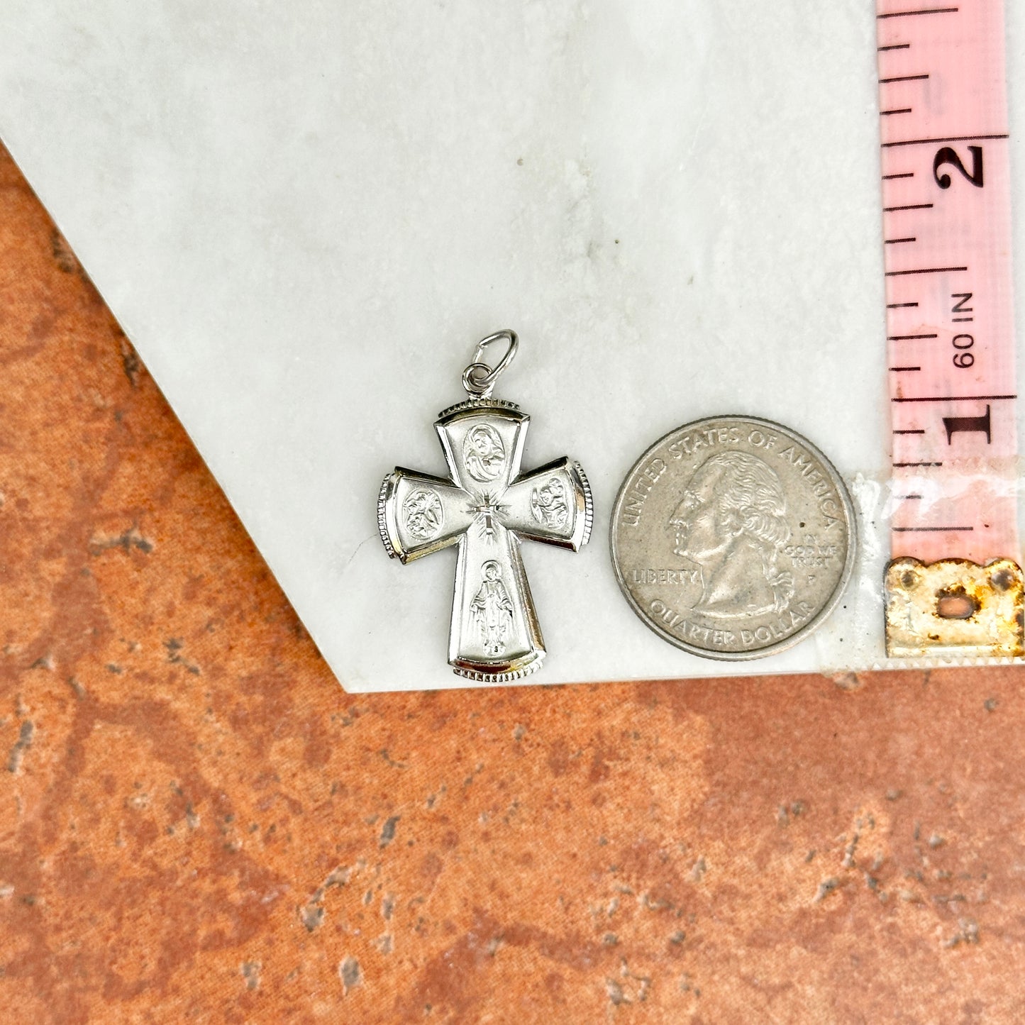 Sterling Silver Satin-Finished Four Way Cross Pendant