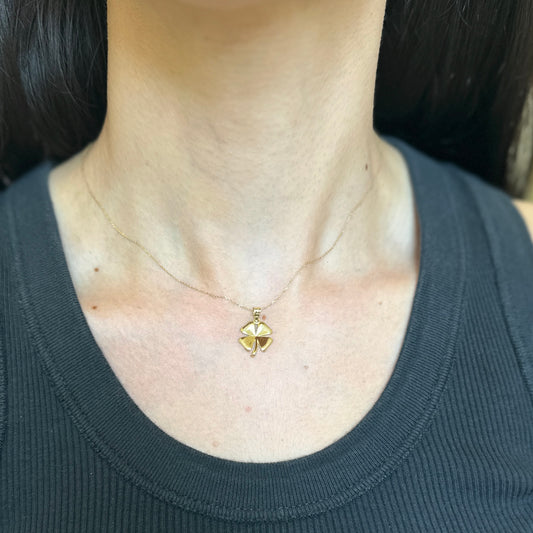 14KT Yellow Gold 4-Leaf Clover Pendant Charm