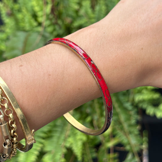 Estate Yellow Gold-Plated Ombre Enamel Bangle Bracelet