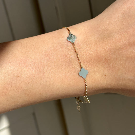 14KT Yellow Gold 7mm Gold Clover Station Bracelet