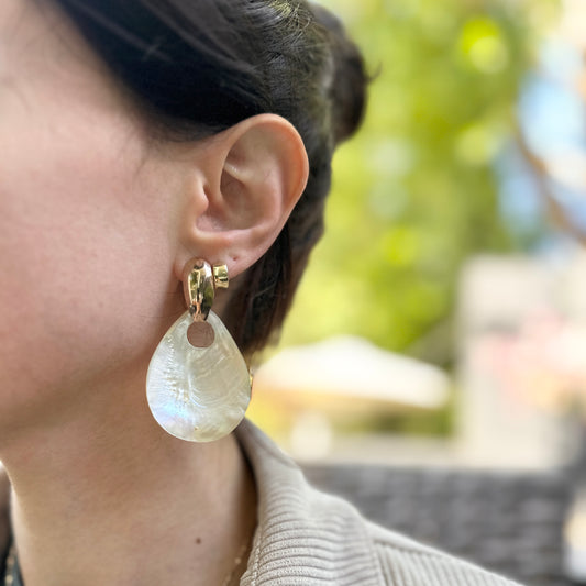 Estate Mother of Pearl Teardrop Earring Charms 1 Defective