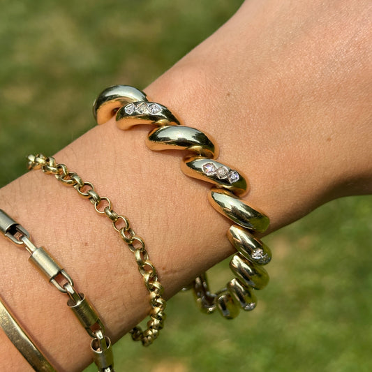 Estate 14KT Yellow Gold 10mm San Marco Diamond Bracelet