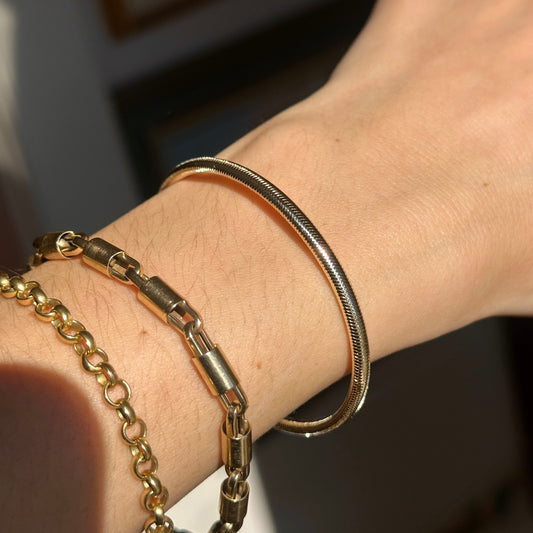 14KT Yellow Gold Mesh Bangle Stretch Bracelet