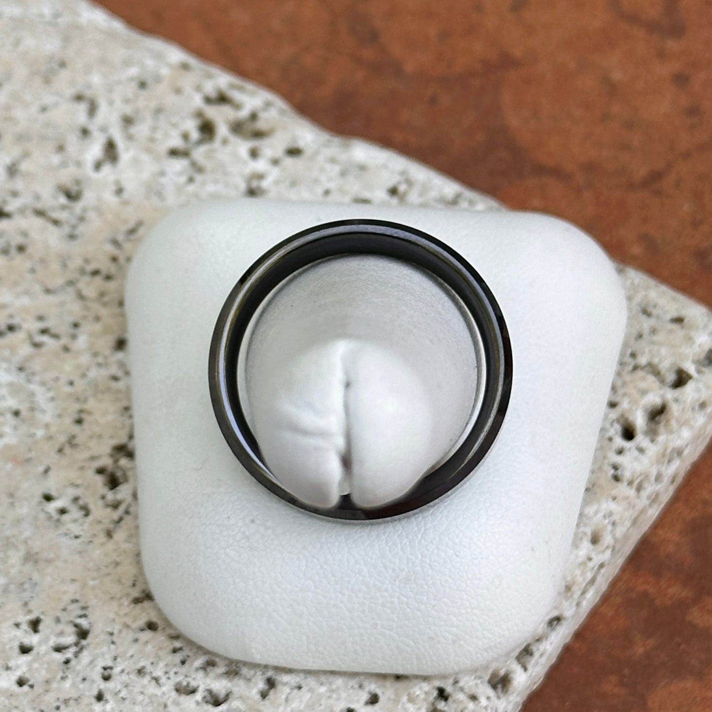 Ceramic Black 6mm Beveled Edge Band Ring Size 12