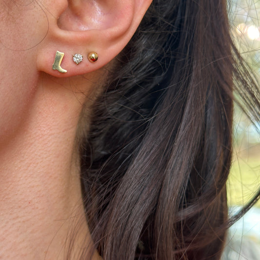 14KT Yellow Gold Mini Cowboy Boots Stud Earrings - LSJ