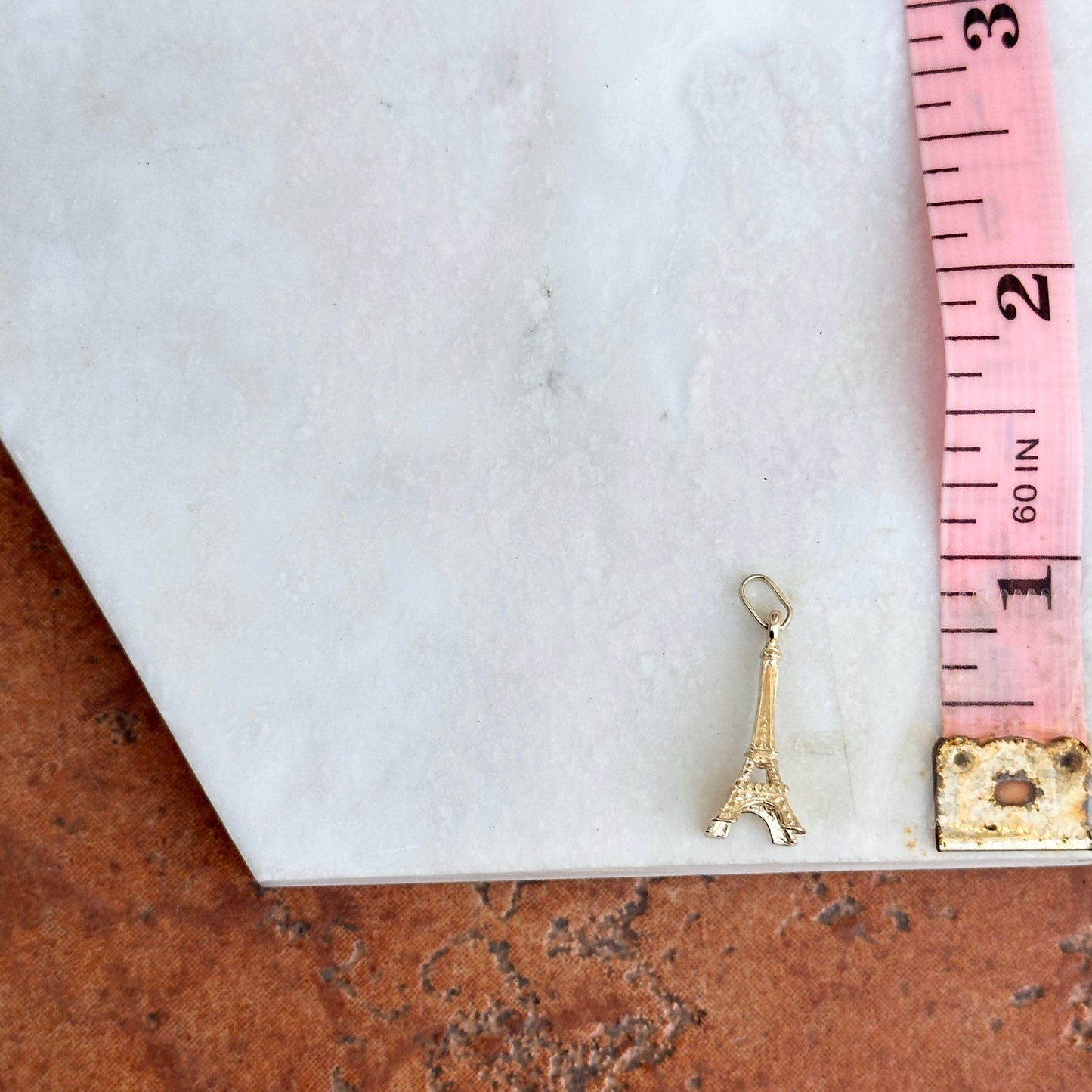 14KT Yellow Gold 3D Eiffel Tower Pendant Charm