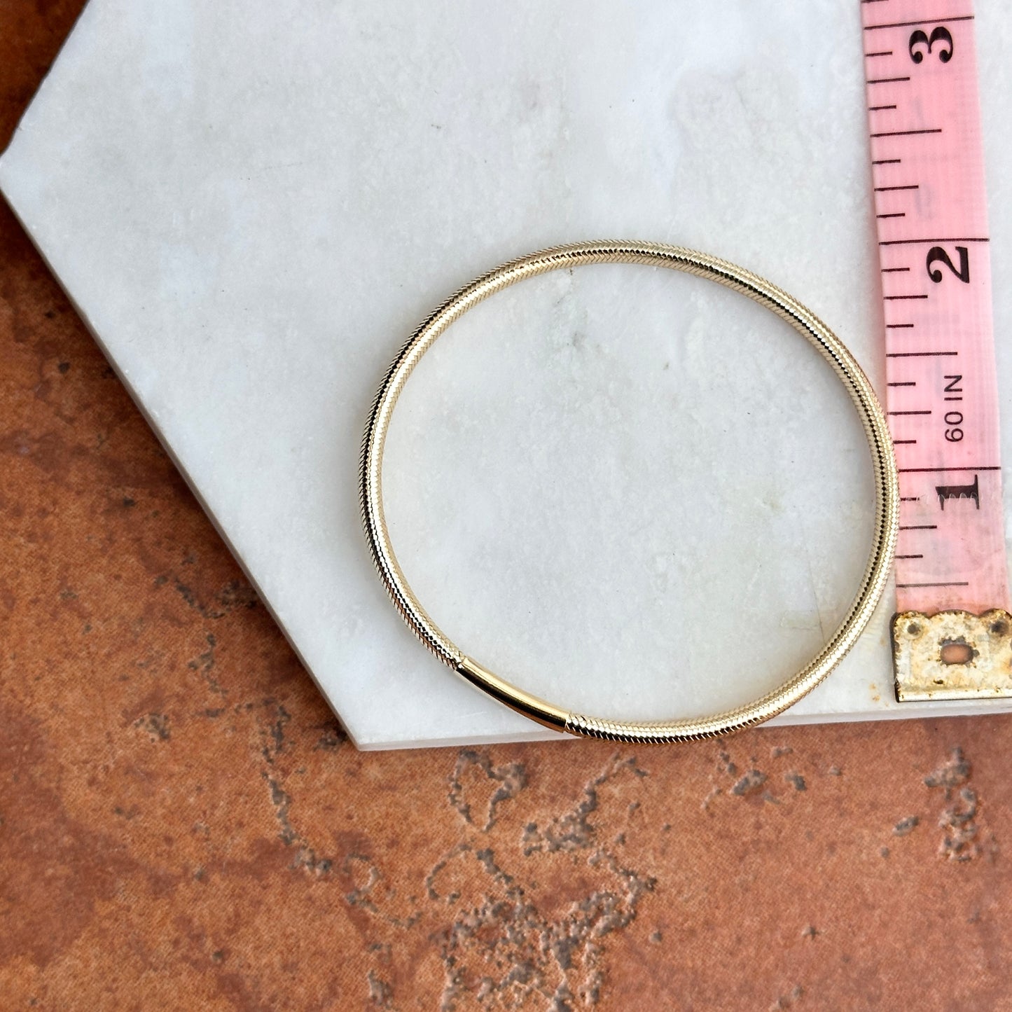 14KT Yellow Gold Mesh Bangle Stretch Bracelet