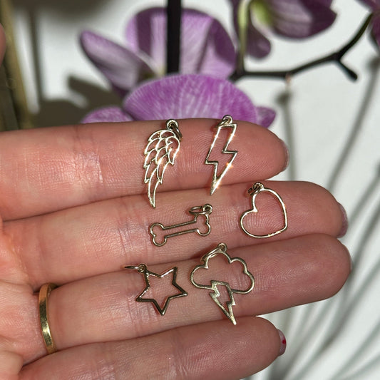 14KT Yellow Gold Dog Bone Outline Pendant Charm