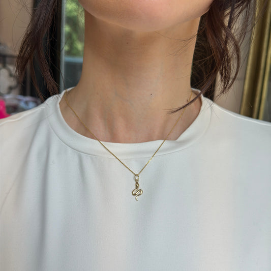 14KT Yellow Gold Solid Polished Snake Charm Pendant Small Size