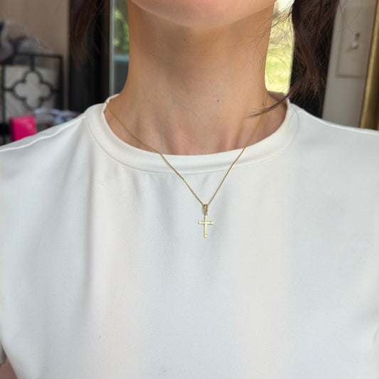 10KT Yellow Gold Heart + Clover Cross Pendant Charm