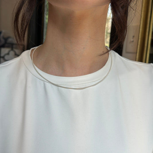 Silver Plated Stainless Steel 1.4mm Coiled Necklace