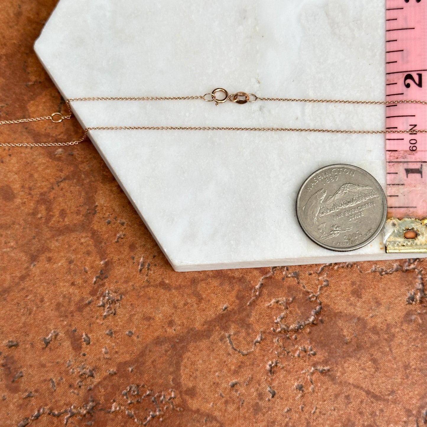 14KT Rose Gold 0.9mm Cable Chain Necklace 16"-18"