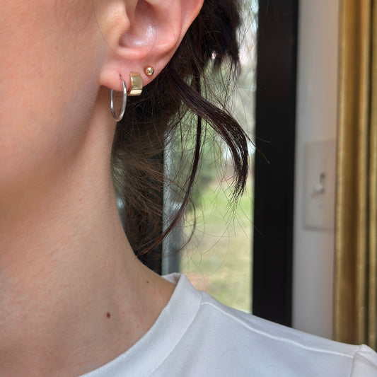 10KT White Gold Satin Diamond-Cut Endless Hoop Earrings 16mm