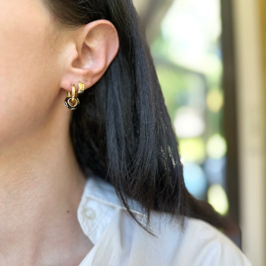 Estate Gold-Filled Multi Color + Black Enamel Bead/ Earring Charms