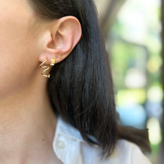 Estate 14KT Yellow Gold Spiral Wire Earrings