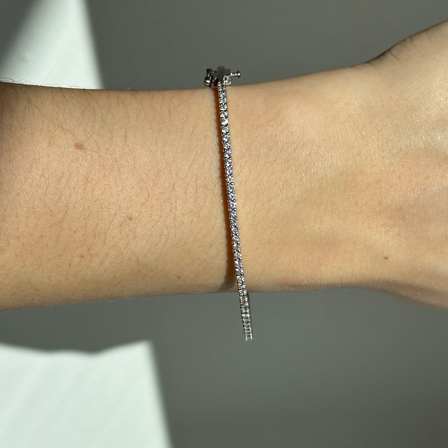 Estate 10KT White Gold 1 CT Lab Diamond Bangle Bracelet