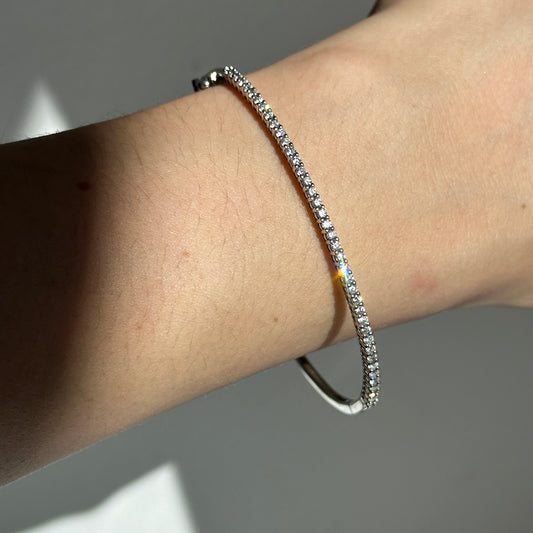 Estate 10KT White Gold 1 CT Lab Diamond Bangle Bracelet