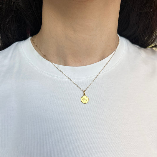 18KT Yellow Gold Matte Holy Spirit Medal Pendant Charm 10mm