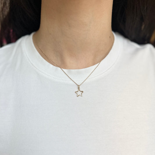 14KT Yellow Gold Cut-Out Star Pendant Charm - LSJ
