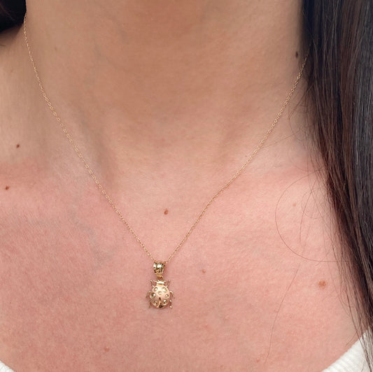 14KT Yellow Gold + Rose Gold Mini Ladybug Pendant Charm