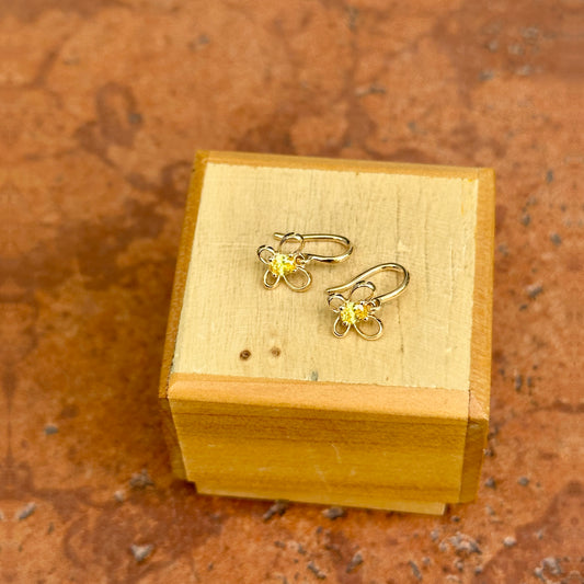 14KT Yellow Gold Oval Imitation Citrine Butterfly Wire Earrings