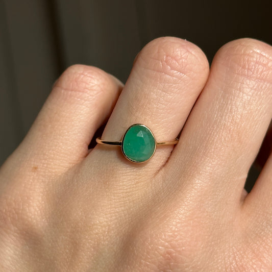 14KT Yellow Gold Bezel Oval 1.5 CT Emerald Ring