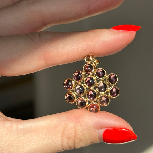 Estate 18KT Yellow Gold Cabochon Pink Tourmaline Pendant