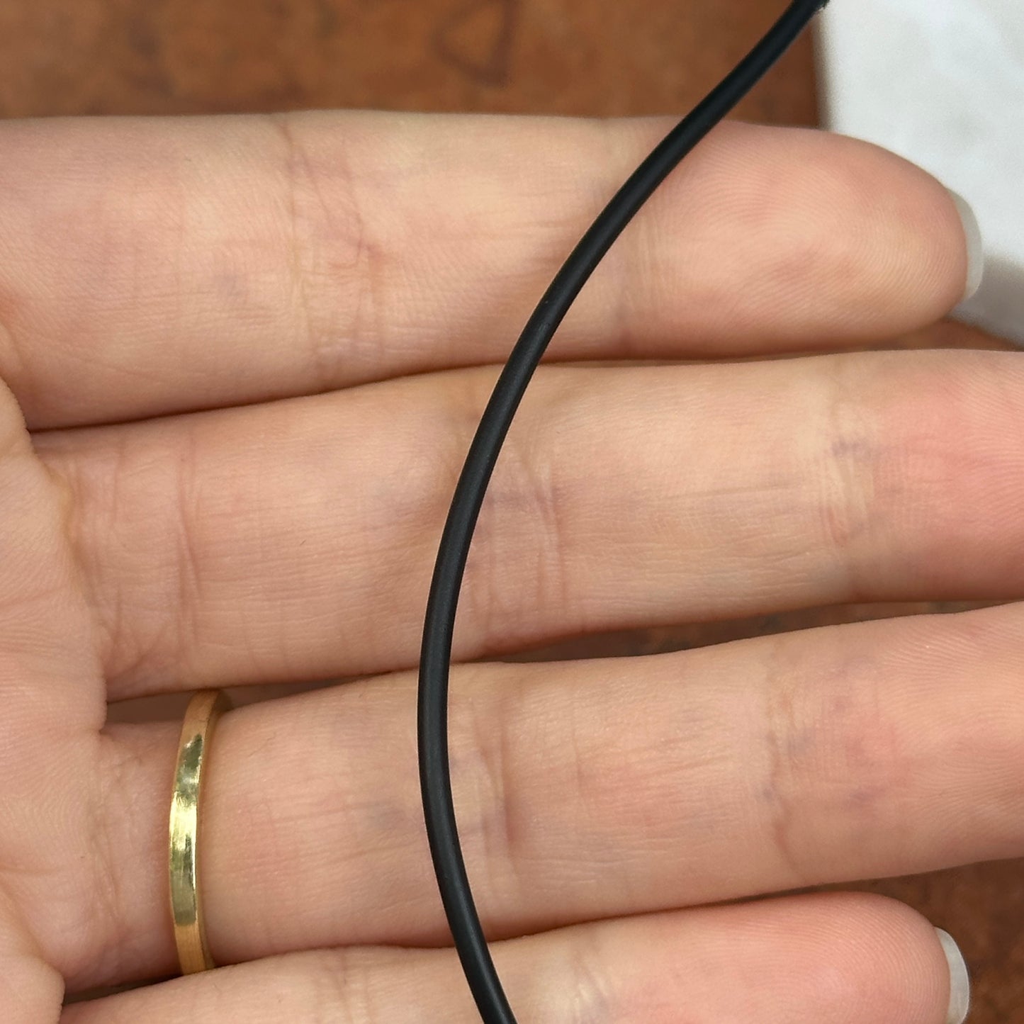 Sterling Silver 1.8mm Black Rubber Cord Choker Necklace 15"