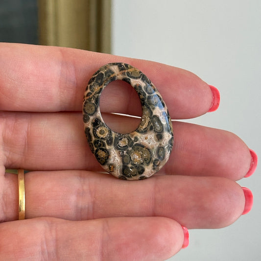 Estate Leopard Agate Oval Earring Charms Hooplet Door Knockers 30mm