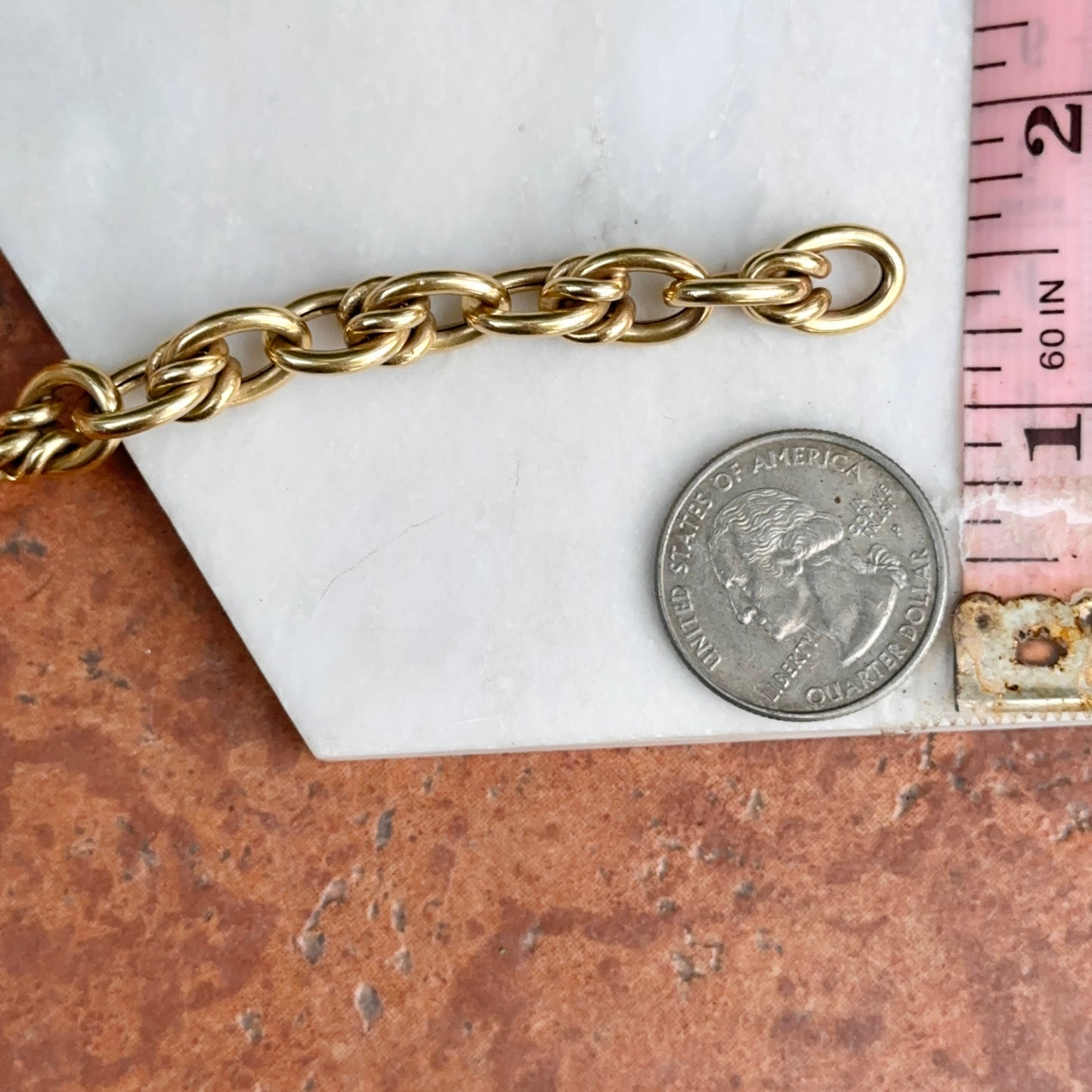 Estate 18KT Yellow Gold Woven Oval Links Chain Bracelet