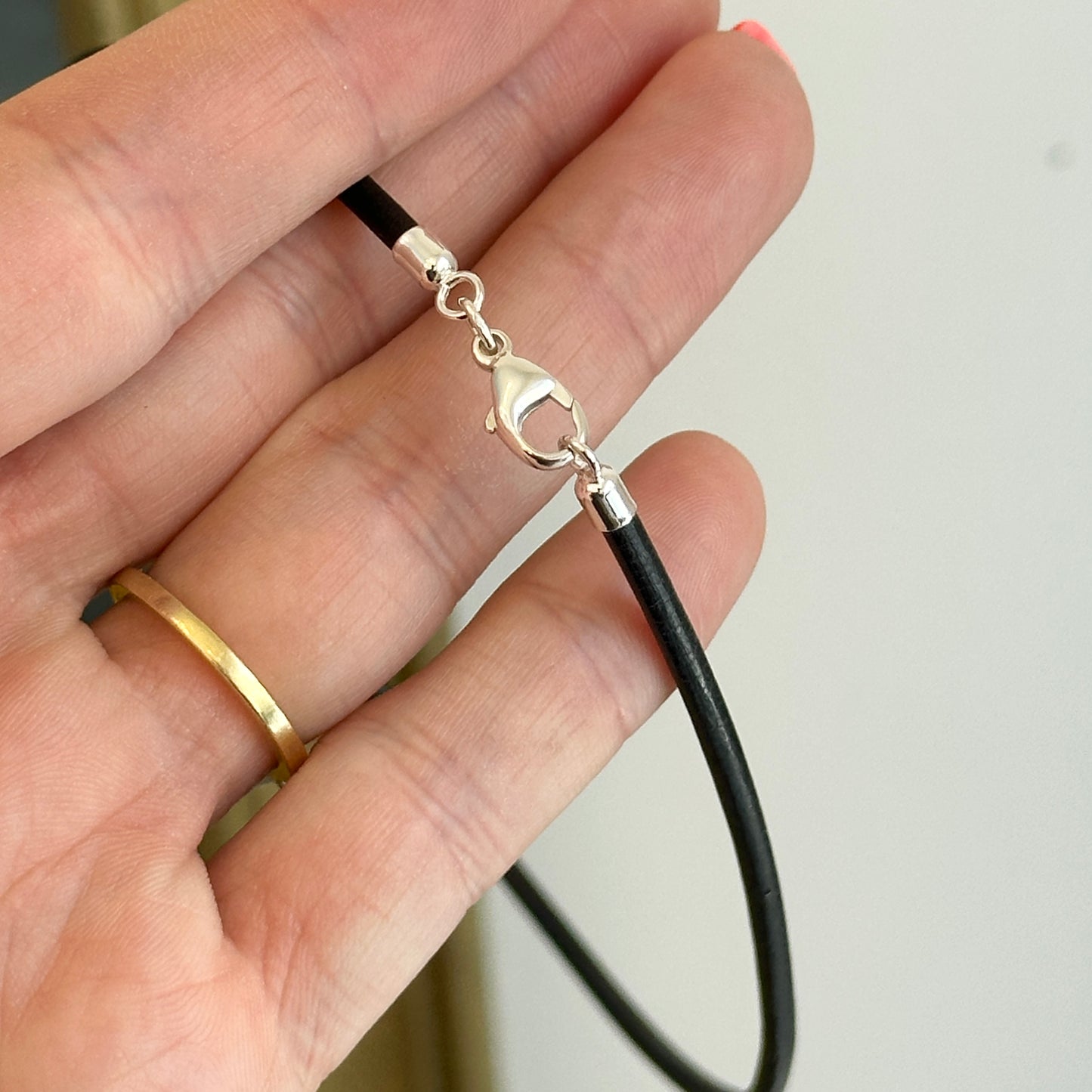 Sterling Silver 3mm Black Leather Cord Necklace - LSJ