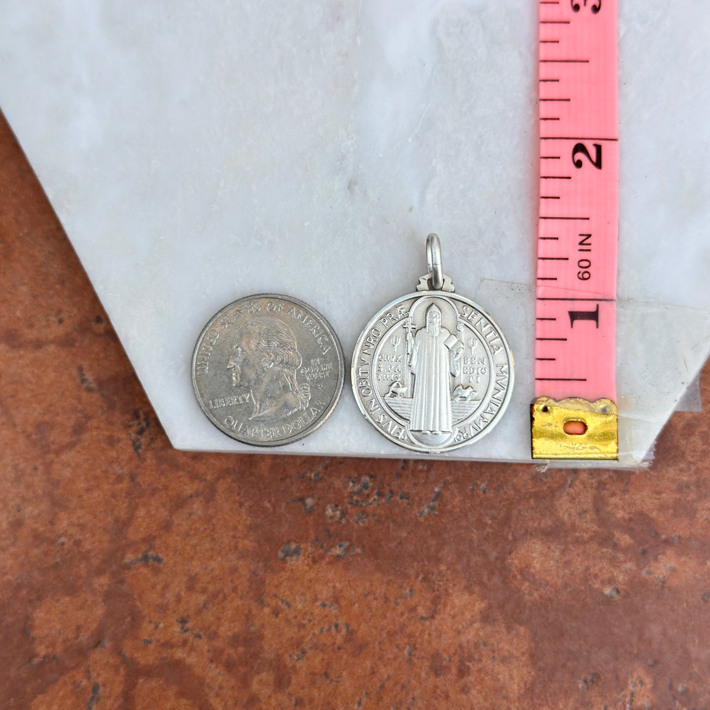 Sterling Silver St Benedict Reversible Pendant 25mm