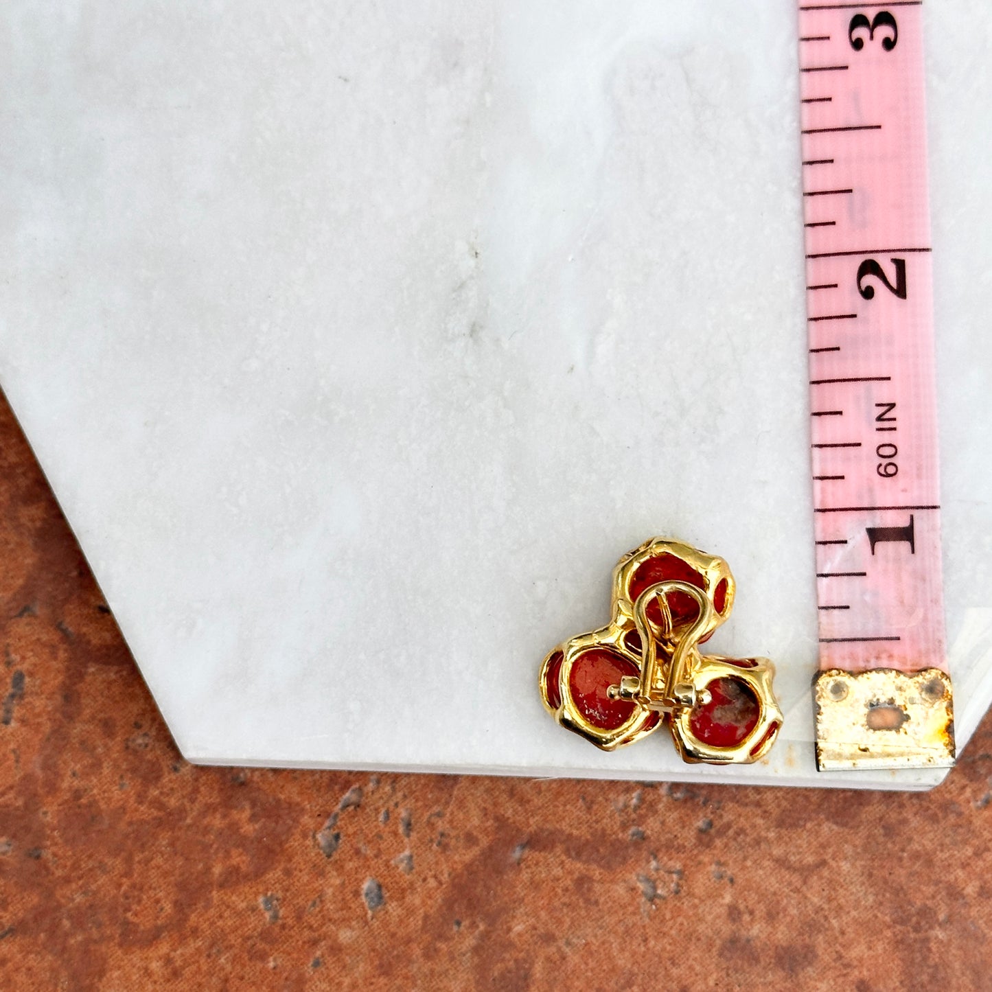 Sterling Silver Yellow-Plated Coral Wrap Pierced Earrings