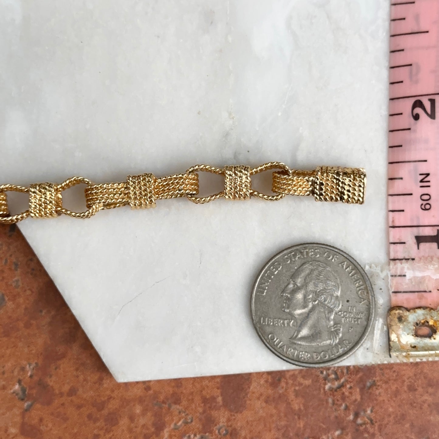 Estate 18KT Yellow Gold Woven Oval Links Chain Bracelet