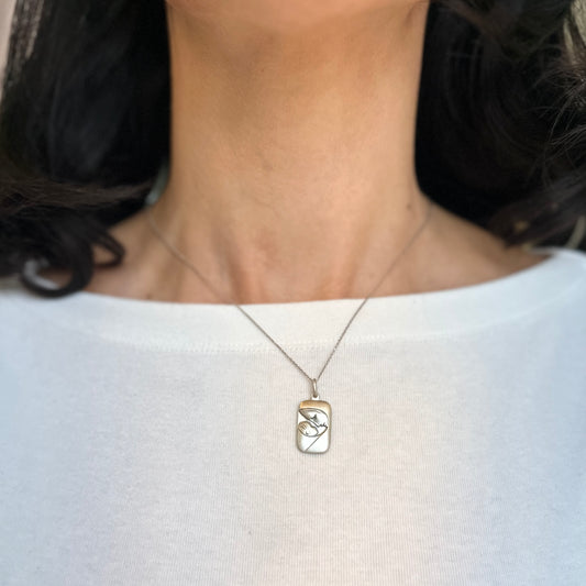 Sterling Silver Mother + Baby Rectangle Pendant