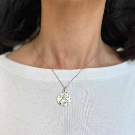 Sterling Silver Our Lady of Perpetual Help Medal Pendant 21mm