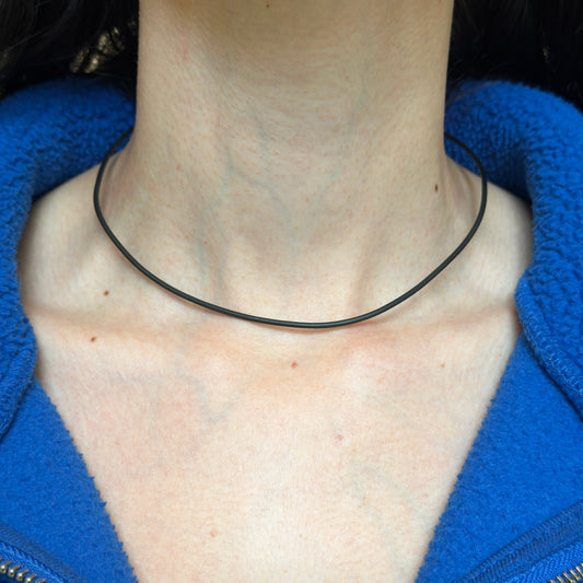 Sterling Silver 1.8mm Black Rubber Cord Choker Necklace 15"